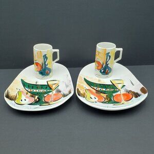 Ed Langbein Lunch Snack Plates Italian Luncheon Set Made in Italy Plates & Mugs
